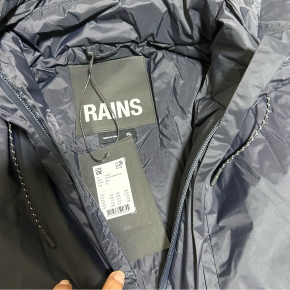 MENS RAINS Padded Nylon Coat NAVY XL - Picture 11 of 13